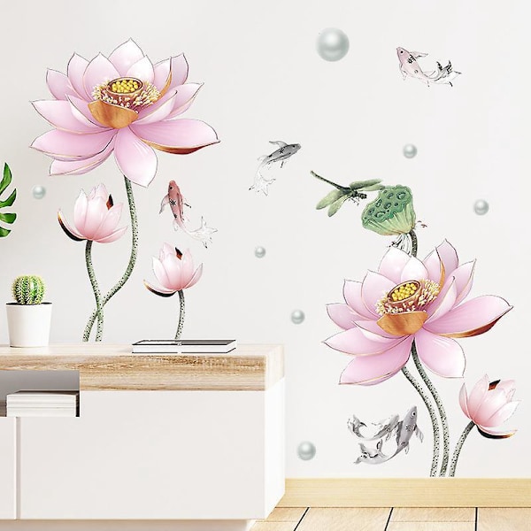 Et Sæt Lotusblomst Vægmærker Moderne Vægmærke til Stuer Soveværelser Hjemmekontorer Vægdækning