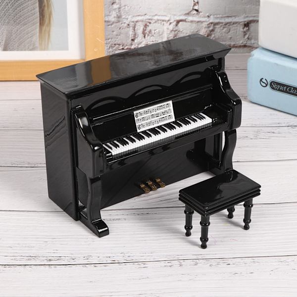 Træ Miniature Upright Piano Mini Musikinstrument Model Børn Gave Hjem IndretningSort