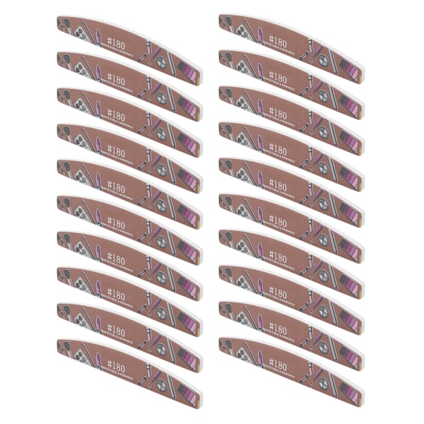 20 stk Sanding Nail File Dobbeltsidig Vaskbar Gjenbrukbar Enkel Operasjon Neglbufferfiler for Manikyrpleie 180 Grid