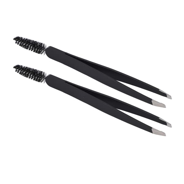 2 STK Øjenbrynspincet Sort Rustfrit Stål Ergonomisk Design Øjenvippepincet til Makeup