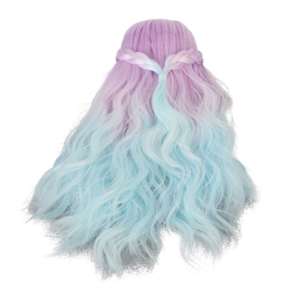 1/6 Nukkeperuukki Gradient Värit Kiharatyyli Korkea Joustavuus Silottava Nukke Valmistus Hiukset Korvaamiseen Koristelu DIY Gradient Violetti