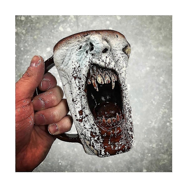 3D Kraniemug Drikkekop Skelet Gotisk Resin Øl Kaffe Krus Tekop Halloween