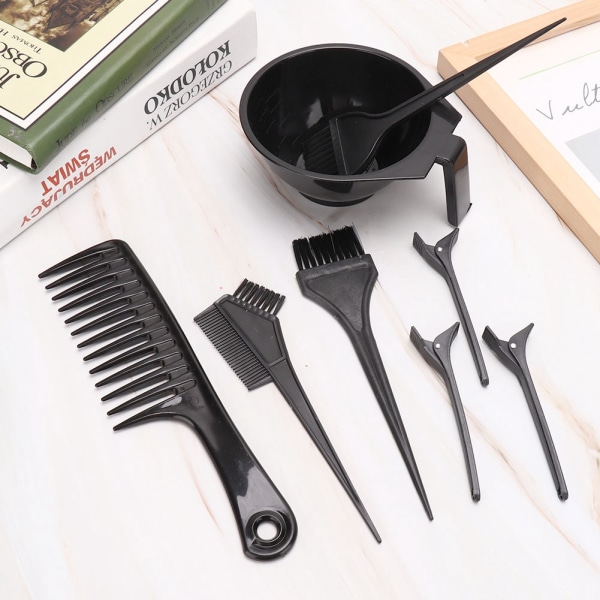 8 stk Profesjonelt hårfargingsverktøy Høydepunkter Comb Hair Clip Dyestuff Mixing Bowl Kit