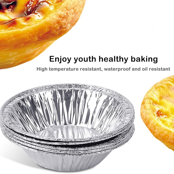 100 stk engangsbruk egg terte kopper tinfoil egg terte former bakepai former panner