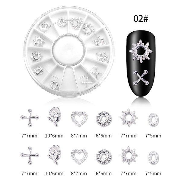 1 æske neglekunst dekoration negle rhinestone manicure DIY tilbehør værktøjer (02 sølv)