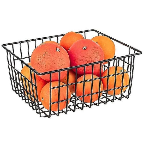 Metal Wire Storage Baskets for Freezer and Refrigerator, 4-Pack Food Storage Baskets with Built-in Svart