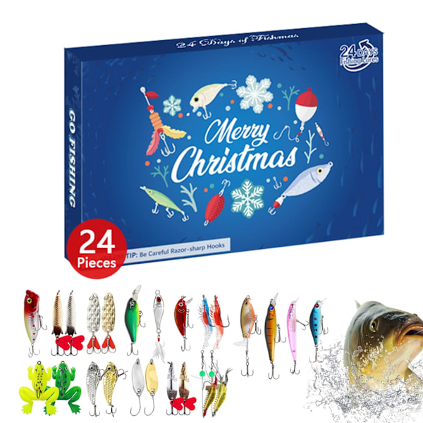 Julkalender för fiske 2024, nedräkning till jul med fisketema, adventskalender med 24 dagars fiskepresenter
