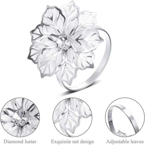12 stk. Blomster Rhinestone Servietringe Sæt Legering Hul Design Elegant Serviet Holdere til Hjem Decor