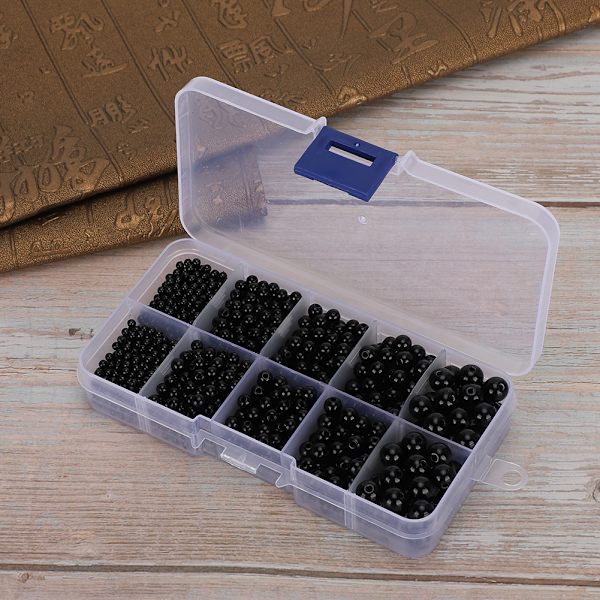 DIY plastøyne håndlagde dyre dukke leketøy alle svarte bønne øyeeple stoff tilbehør