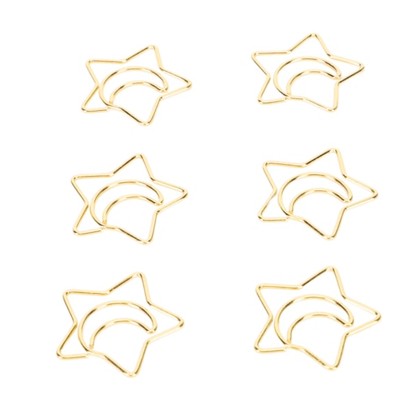 100 stk Star Moon Papirclips Forhindrer Rust Udskridning Søde Papirclips til Kontor Daglig Brug Skole Guld