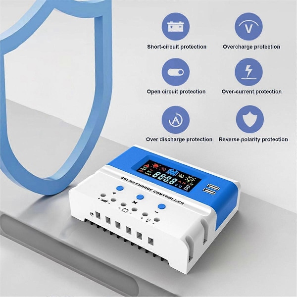 Solar Laddningsregulator PWM 30A 12V 24V Auto PV Regulator