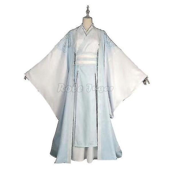 Mo Dao Zu Shi Lan Wangji XL Cosplay Kostymset med Hanfu och Perukalternativ