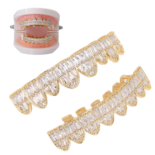 Plating Tand Brace Set Fashionabla metalltänder dekorationssmycken för Halloween PartyGold