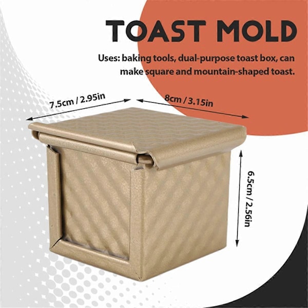 3 stk. firkantet brødform med låg, toastform, brødform, Pullman brødform
