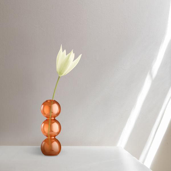 Boblevase Glas Gul Sød 16,4×6cm 2,5cm Mundboble Tre Kugler Blomstervase til Stuebord