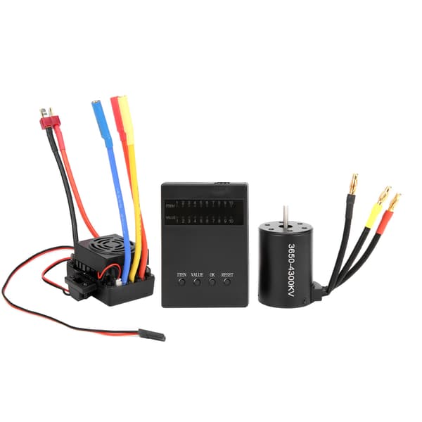 3650 Børsteløs Motor 4300KV+60A Børsteløs ESC T-stik Programmeringskort Sæt til 1/10 RC Bil