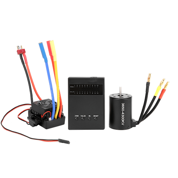 3650 Borstlös motor 4300KV+60A Borstlös ESC T-kontakt Programmeringskort Set för 1//10 RC Bil