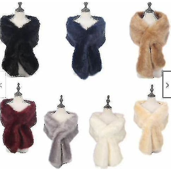 Faux pels kvinners vinter sjal wrap beige varm skjerf