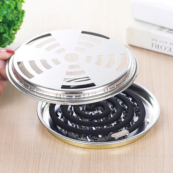 Myggspiralhållare Set - 5-pack Metallbrännare med Lock för Inomhus och Utomhusbruk