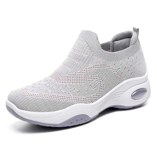 Andningsbara grå mjuka sulor luftkudde casual sneakers - storlek 41