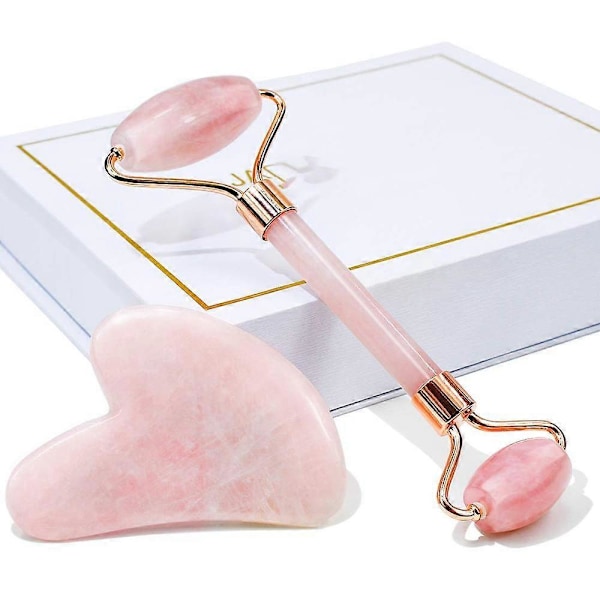Jade Roller & Gua Sha, Ansiktsroller, Skönhetsroller för Ansiktet, Hudvårdsverktyg, Massageapparat för Ansikte, Ögon, Nacke, Kropp Muskelavslappning och Lindring av Fina Linjer a