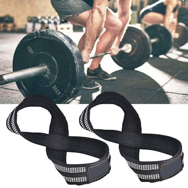 1 par Figur 8 Viktlyftsremmar Dödlyft handledsrem för pull-ups Horisontell stång Styrkelyft Gym Fitness Bodybuilding Utrustning(M)