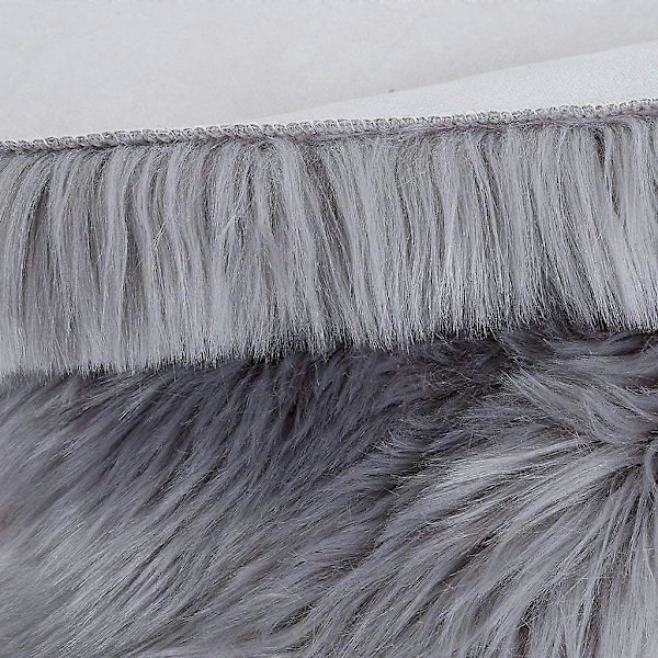 Fluffig Matta, Mjuka Sängmattor Faux Fårskinnsmatta Löpare för Vardagsrum Barnrum Sovrum Soffmatta Bil Sängmatta (Grå)
