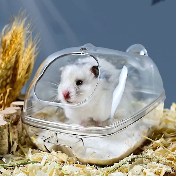 Stor Transparent Hamster Sandsbadbehållare med Skovleset för Små Dvärgdjur