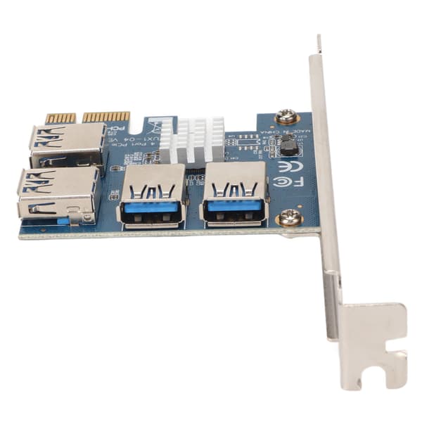 PCIE 1 til 4 Riser-kort Blåt Plug-in Design 4 USB 3.0-porte X4 X8 X16 Grafisk Interface Adapter Port Konverter