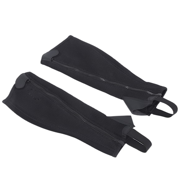 2 stk. Halv Chap Svart Fleksibelt Mesh Hestesport Halv Chap for Barn Heste Ridning BeskyttelseCL