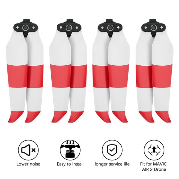 2 par propeller lav støj hurtigudløser propeller tilbehør egnet til Mavic AIR 2 drone rød hvid