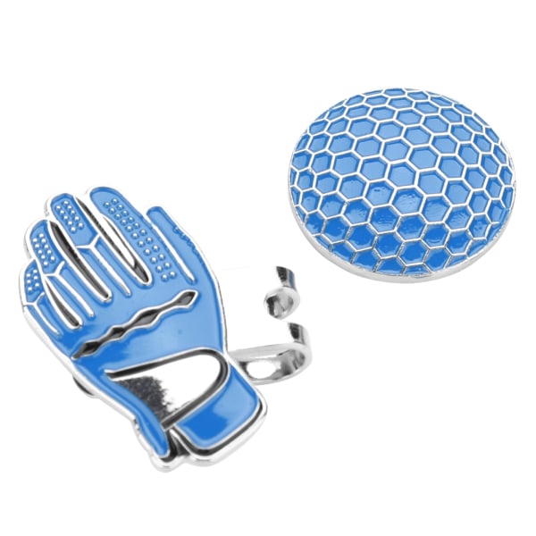 Mini hanskeformet golfhattklemme i rustfritt stål med magnetisk ballmarkør blå