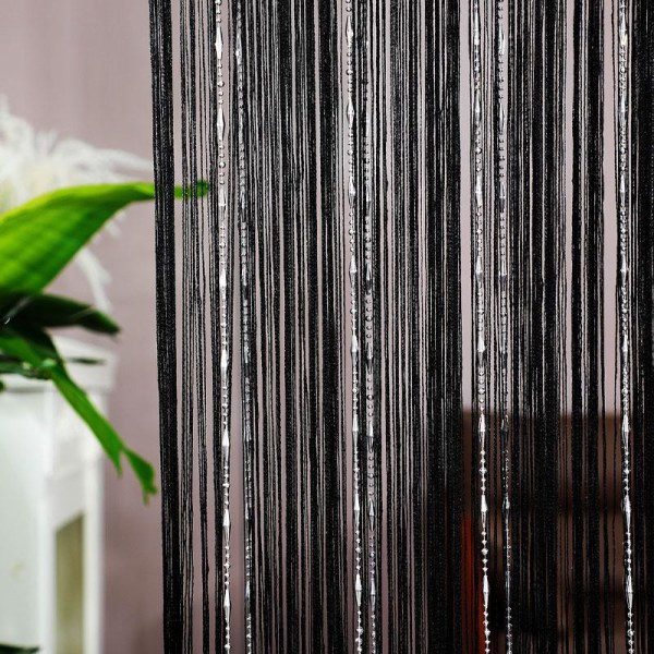 String Porte 100x200cm Sort Gardin vindu dekorasjoner romdeler Soverom dekorasjoner Enkelt gardin for vindu