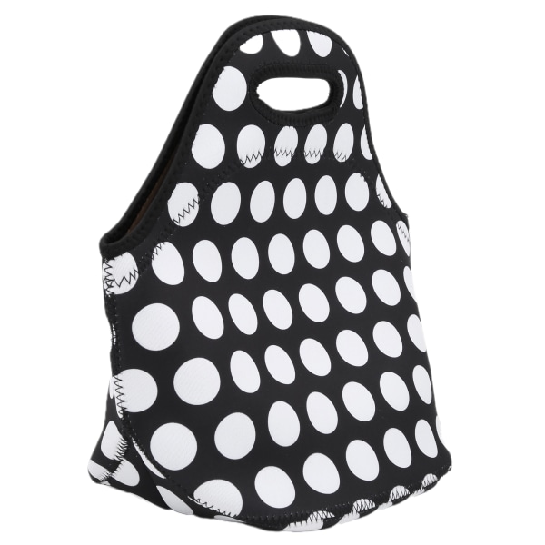Isolerad thermal Vattentät neopren Lunchbox Handväska för picknickcampingSvarta vita prickar