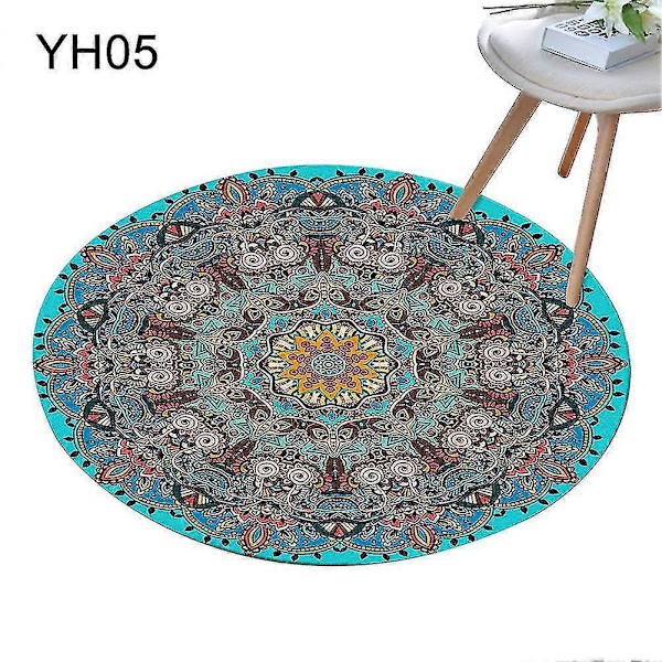 80x80cm Rund Mandala Område Teppe Gulvteppe Pute Soverom Stue Dekor YH05