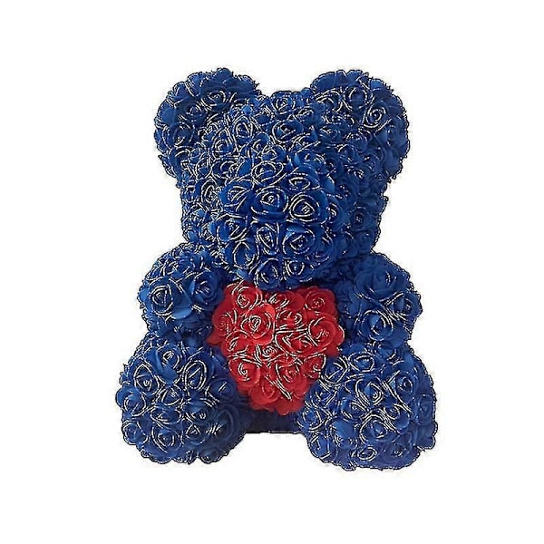 Dropshipping 40cm Rosbjörn Hjärta Konstgjord Blomma Ros Teddybjörn För Kvinnor Alla Hjärtans Dag Bröllop Födelsedag Julklapp Djupblå röd H 40CM