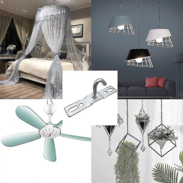 6 Pieces Ceiling Hook 95mm Ceiling Lamp Base Plate Ceiling Chandelier Hook Screw Mounting Heavy Duty Galvanized Iron For European Lamp Ceiling Fans Flow