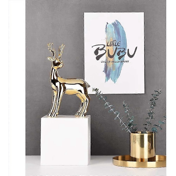 Hjortefigur Hjorte Elektroplettering Moderne Poleret Guld Hjort Statue Skulptur