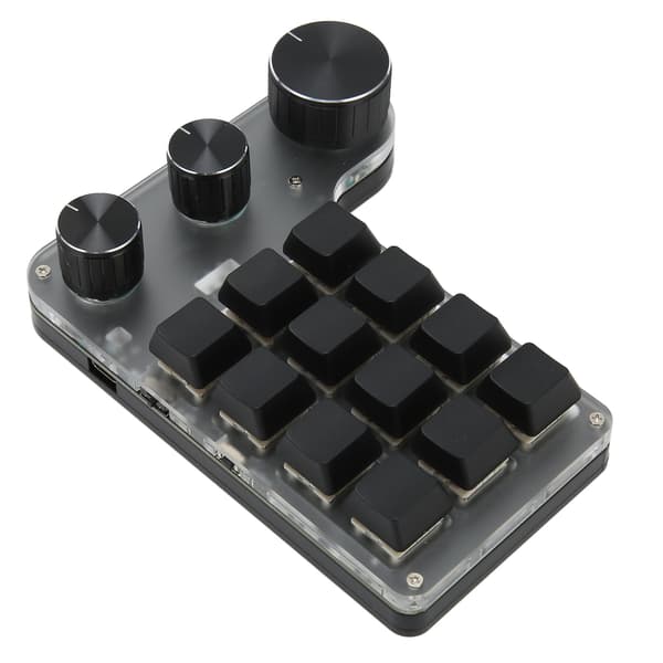 12 tangenter mekaniskt tangentbord Bluetooth USB-anslutning Mini bärbart programmerbart makrotangentbord med 3 rattar för kontor