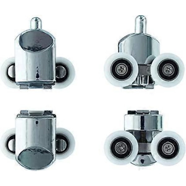 23mm Dusjdør Hjul Ruller Topp og Bunn (4-pakning) Sink Legering - Krom - Leveres med Skrape