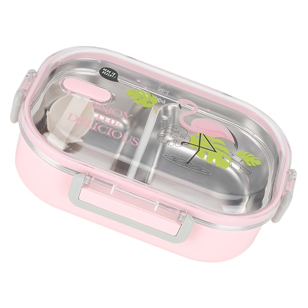 Bærbar 304 rustfrit stål 650ML Bento Box lækagesikker madbeholder til studerende børnPink