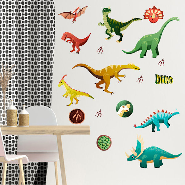 14 stk. Dinosaur Wall Decals Lysende Dinosaur Stickers Aftagelige PVC Dinosaur Wall Sticker til Soveværelse Klasseværelse