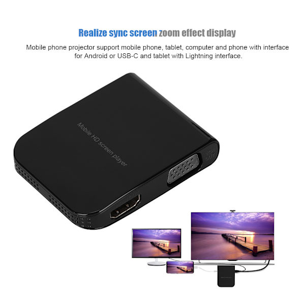 Multifunktionel HD HDMI VGA Audio Digital Adapter Konverter til Telefon Computer