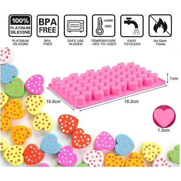 3 Stykker 55-Huls Slik Gummyforme Isterning Bage Tilbehør med 1 Pipette