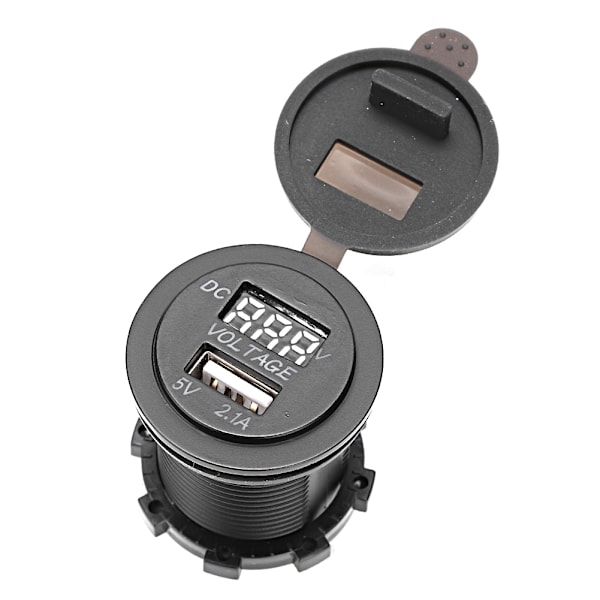 USB-portar Billaddare Spänningsdisplay Voltmeter Fordonseffekt IP66 Vattentät 2.1ARöd DC12-24V
