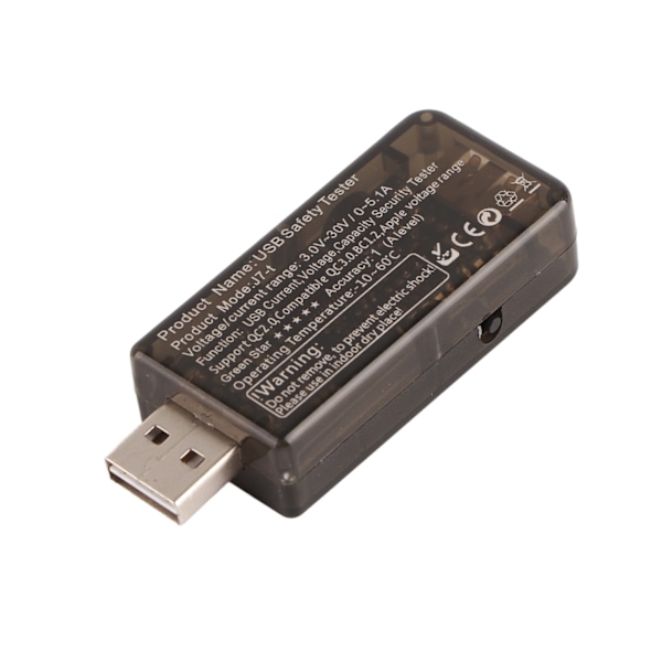 USB-tester Multifunktions-realtidsvisning Nøjagtig måling USB-spænding Strømmåler 0‑5.1A 3‑30V