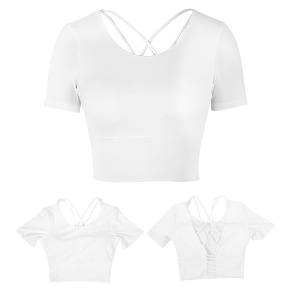 Kvinners sommer sexy sports shorts ermet topper for yoga fitness trening sport tilbehør hvit M