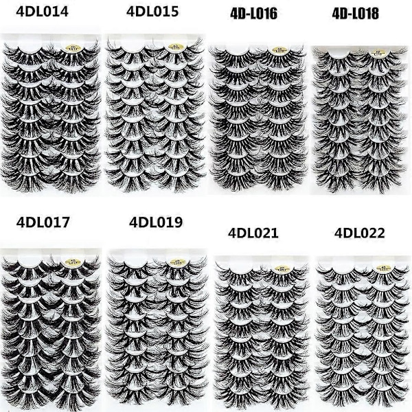 Par 4D Mink Kunstige Øjenvipper 25MM Volumen Fyldige Tykke Lange Naturlige Håndlavede Wispy Vipper Øjenmakeup 4DL023