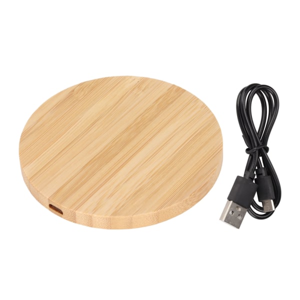 Trådlös Laddare Bamboo Wood DC5 7.5 10W Utgång 9V 1.67A 2A Ingång 8mm Transmission Snabbladdningsstation för Home Offic