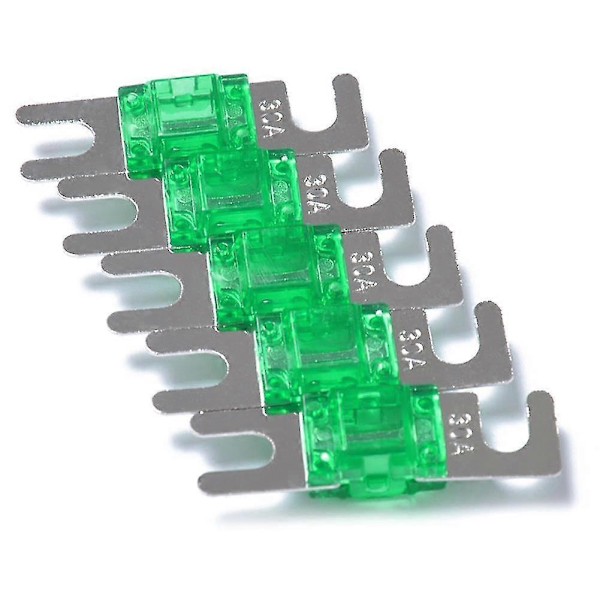 5 kpl/pakkaus 30A / 40A / 60A / 80A / 100A Nikkelöity Mini Anl Sulakkeet Zekai Vihreä30A